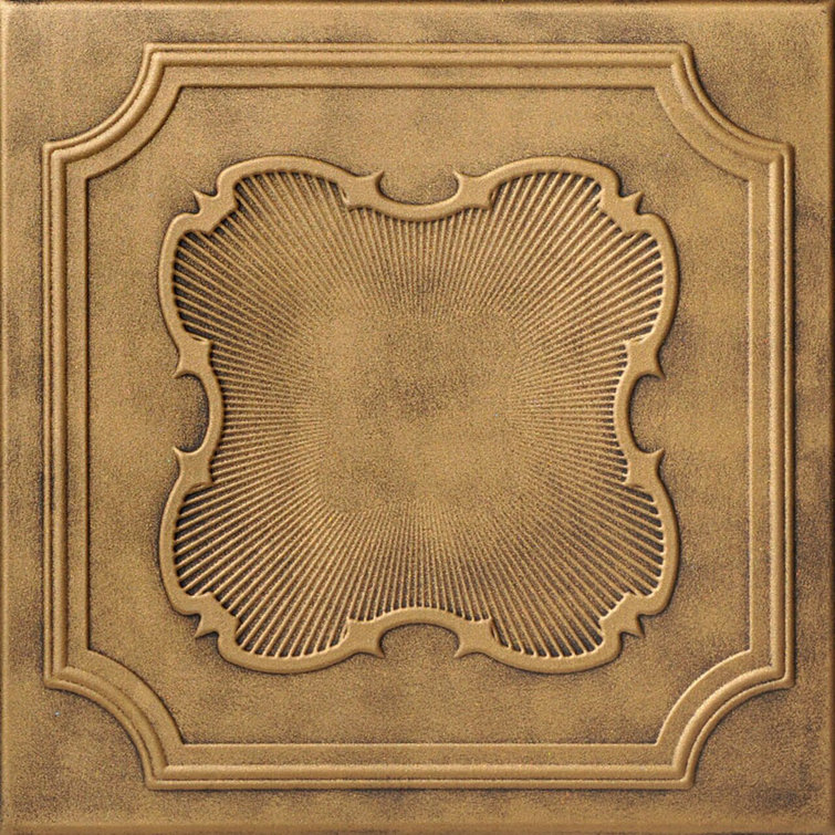 Antique Brass Faux Tin Glue-Up Ceiling Tile, 2 x 2 ft
