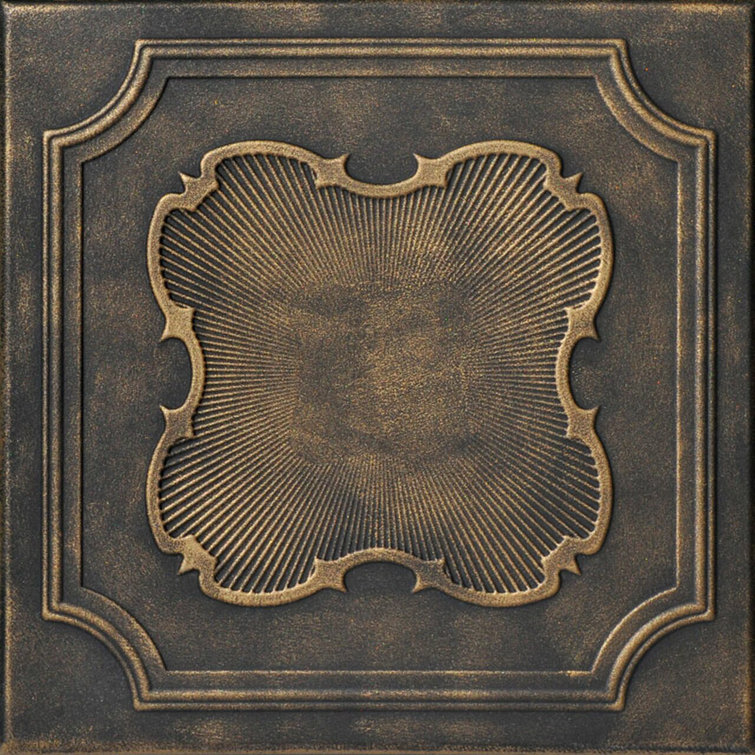 Coronado Black Brass Faux Tin Glue-Up Ceiling Tile