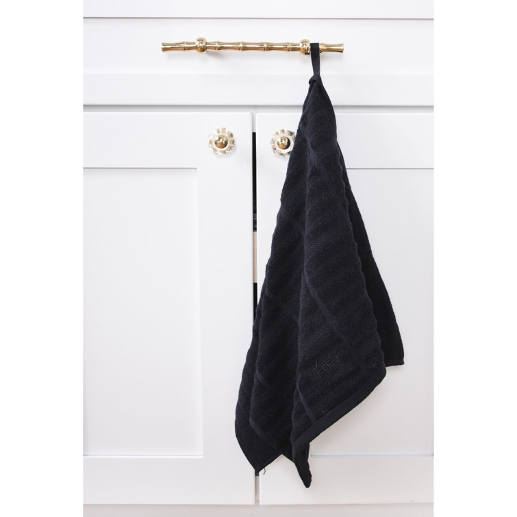 Black Cotton Highly Absorbent Kitchen Towels, 17"x30", 2-Pack