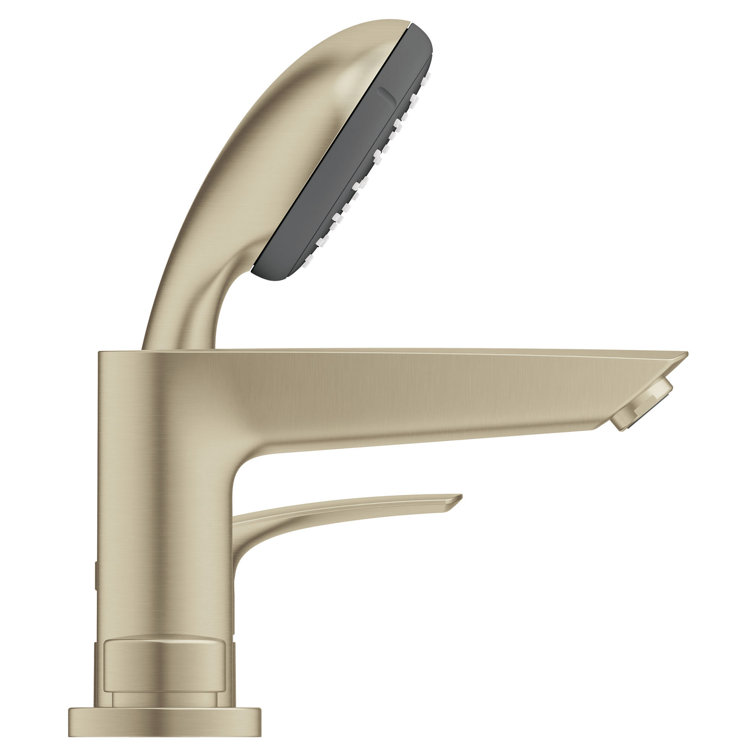 Brushed Nickel 4-Hole Single Handle Roman Tub Faucet with Hand Shower