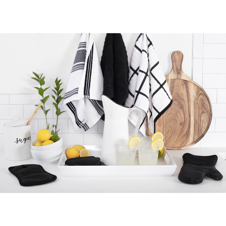 Blue Terry Cotton Kitchen Towel Set, 17" x 30"