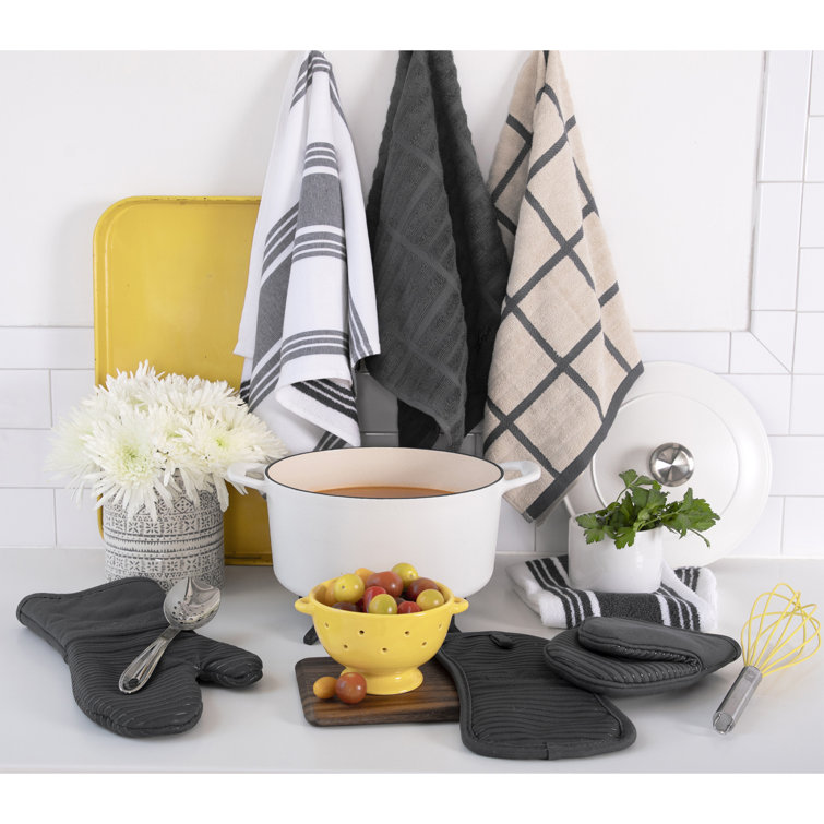 Blue Terry Cotton Kitchen Towel Set, 17" x 30"
