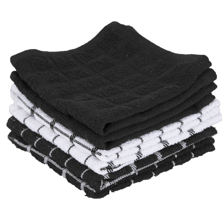 Ritz Black and White Cotton Terry Dish Cloth Set, 6-Pack