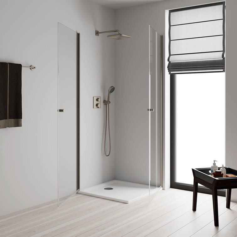 Brushed Nickel Square Rain Shower Head with DreamSpray