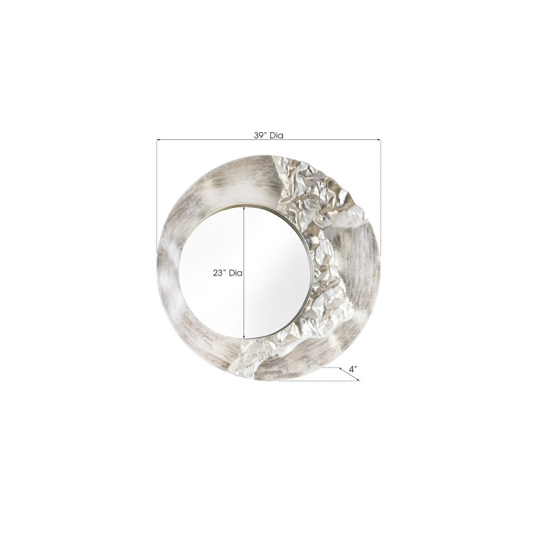 Cosmos Fluted 39" Round Silver & Gold Accent Mirror