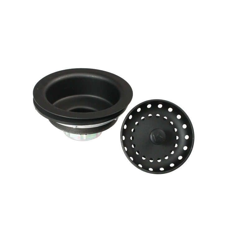 Black Stainless Steel Kitchen Sink Strainer with Fixed Post Basket