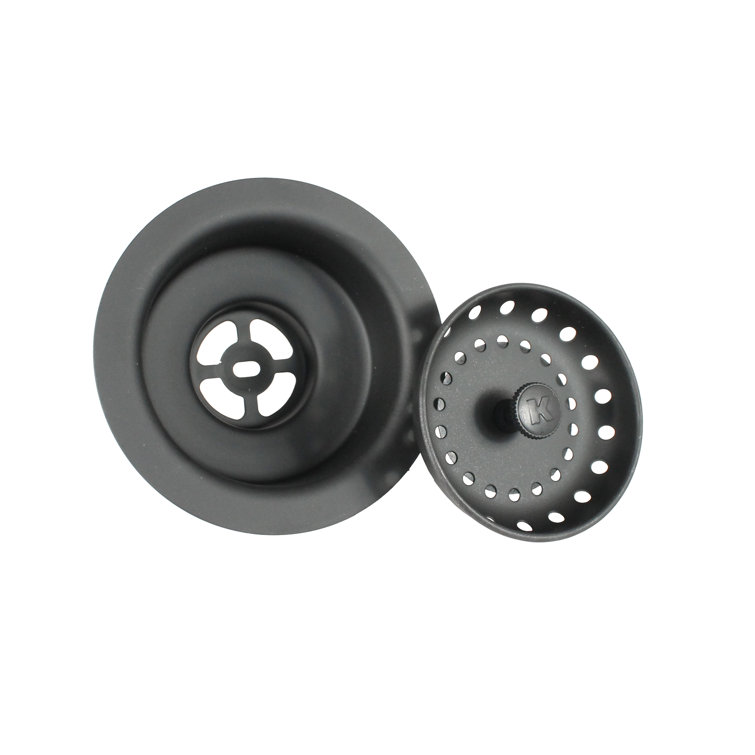 Black Stainless Steel Kitchen Sink Strainer with Fixed Post Basket