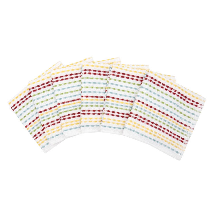 Multicolor Cotton Terry Dish Cloth Set, 12" x 12", 6 Pieces