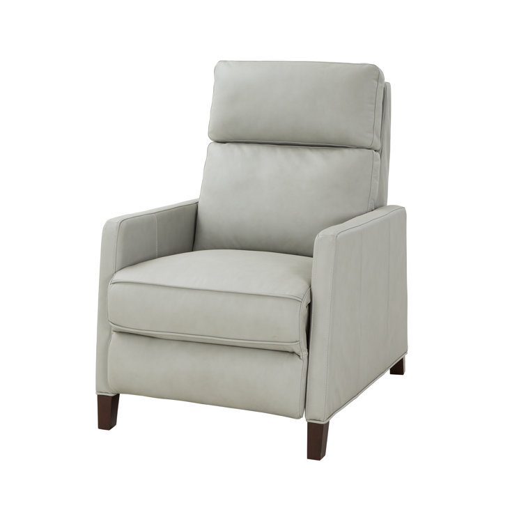 Corbett Chromium Gray Leather Recliner Chair