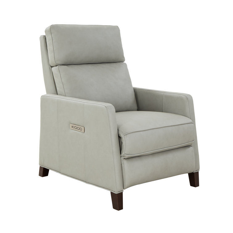Corbett Chromium Gray Leather Recliner Chair