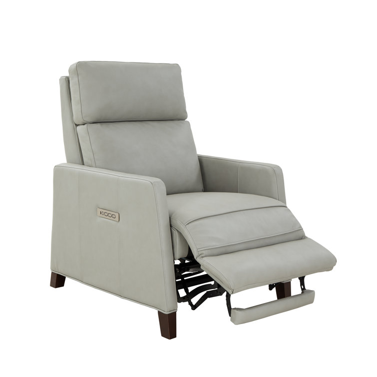 Corbett Chromium Gray Leather Recliner Chair