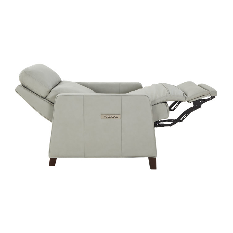 Corbett Chromium Gray Leather Recliner Chair