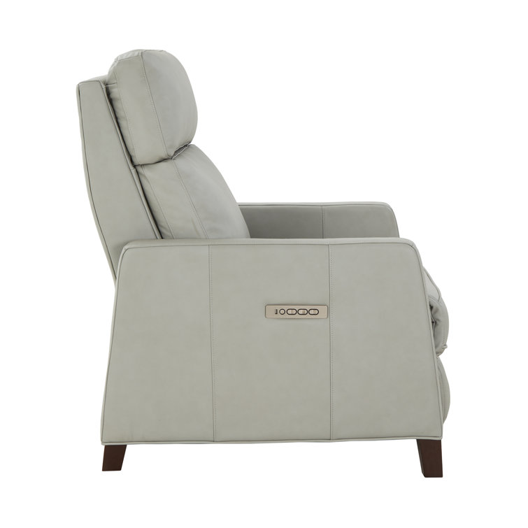 Corbett Chromium Gray Leather Recliner Chair