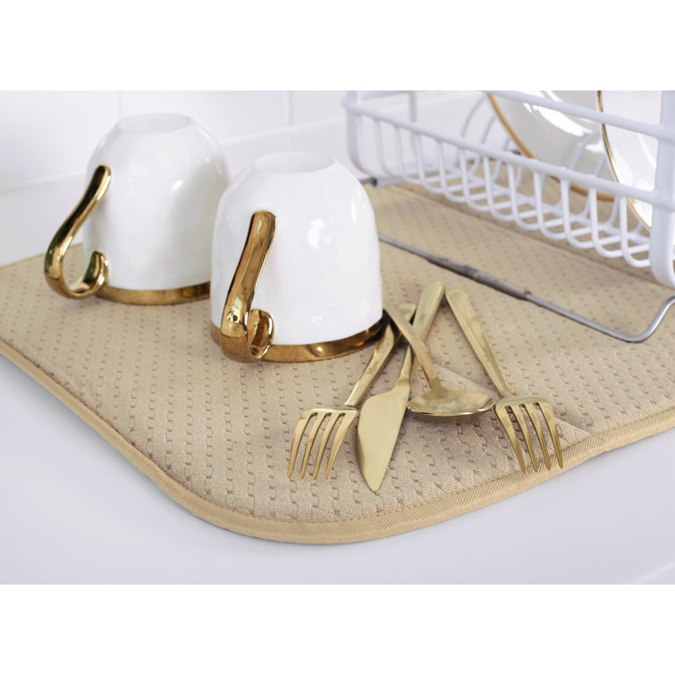 Tan Foldable Microfiber Dish Drying Mat 16" x 28"