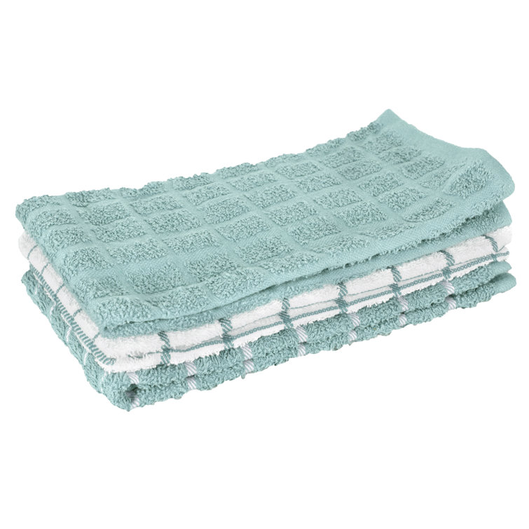 Dew Terry Cotton Check Kitchen Towel Set, 3-Pack