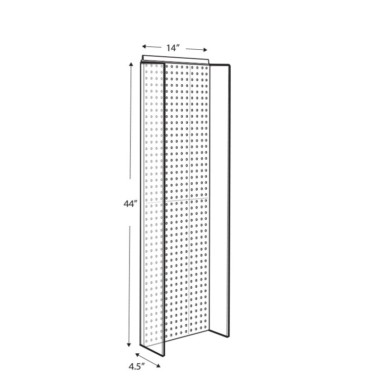 44" Tall Purple Plastic Pegboard Display with Clear Wings