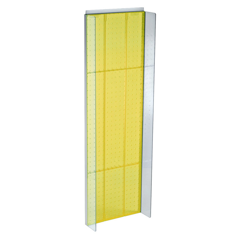 White and Silver 14"W x 60"H Pegboard Display with Plastic Side Wings