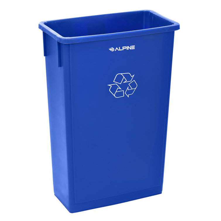 Blue Polypropylene 23-Gallon Touchless Recycling Bin