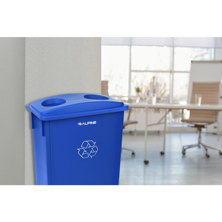 Blue Polypropylene 23-Gallon Touchless Recycling Bin