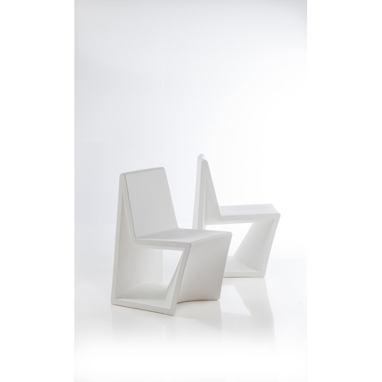 Elegant White Polyethylene Armless Outdoor Dining Chair