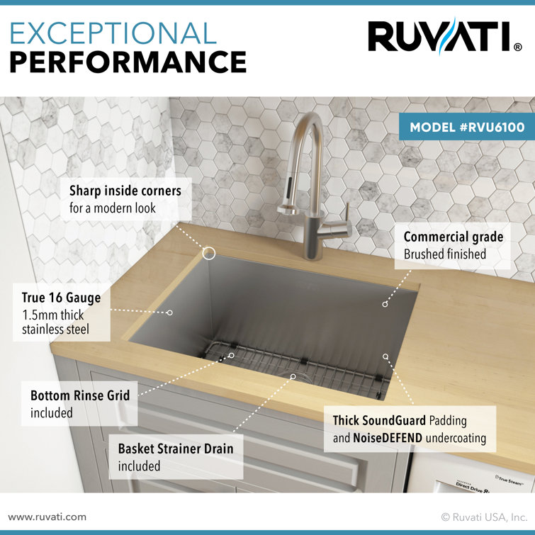 Ruvati 23" x 18" Stainless Steel Undermount Utility Sink