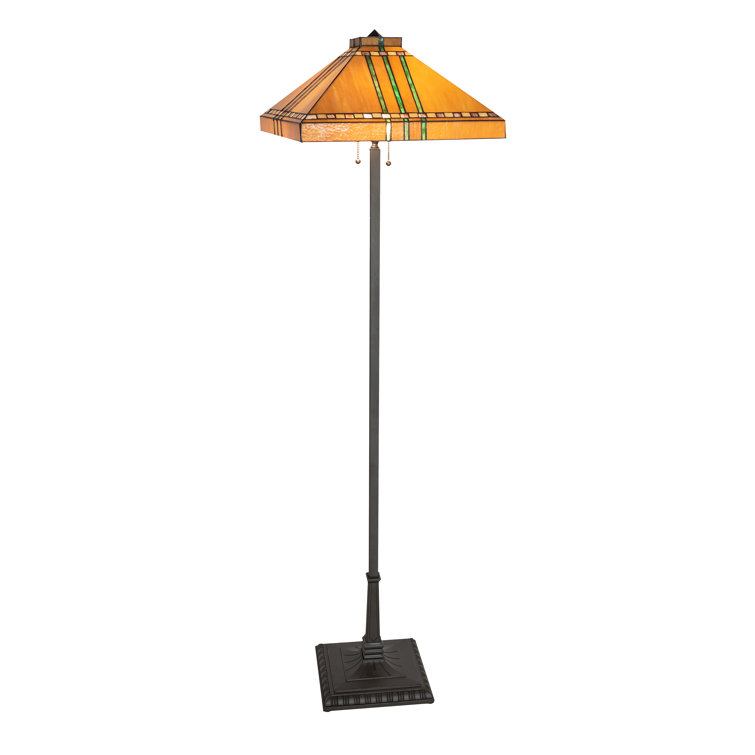 Meyda Tiffany Prairie Corn Mahogany Bronze Stained Glass Floor Lamp