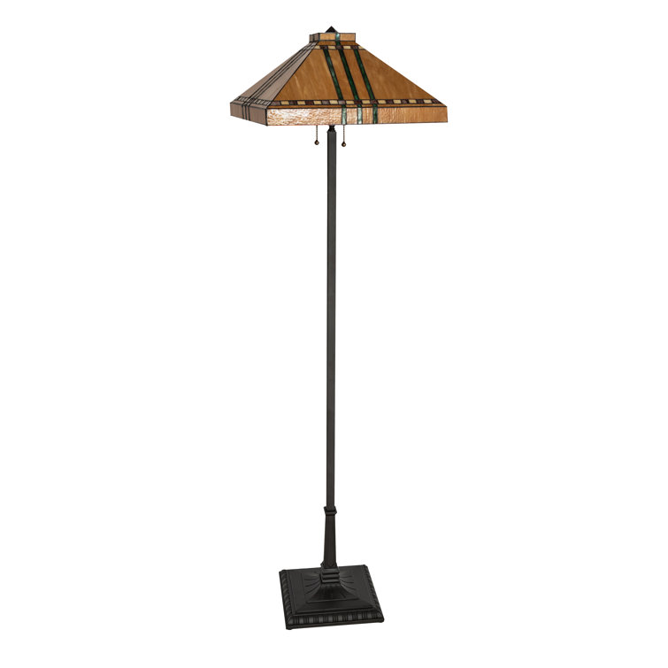 Meyda Tiffany Prairie Corn Mahogany Bronze Stained Glass Floor Lamp