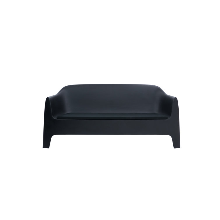 Solid Black Matte Polypropylene Outdoor Sofa