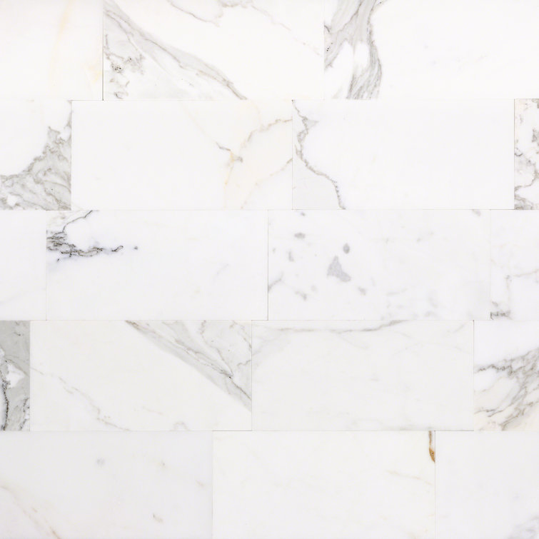 Calacatta 6" x 12" Glossy Marble Look Subway Tile