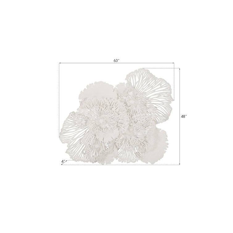 Large White Metal Flower Wall Sculpture
