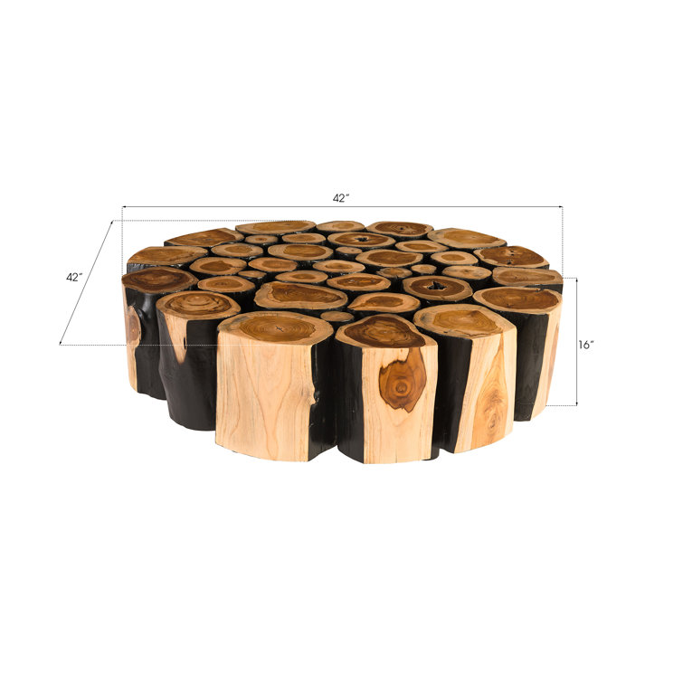 Boscage 42'' Contemporary Black and Brown Round Coffee Table