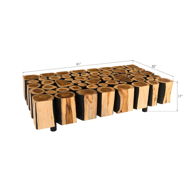 Boscage Contemporary 61'' Black and Brown Solid Wood Rectangular Coffee Table