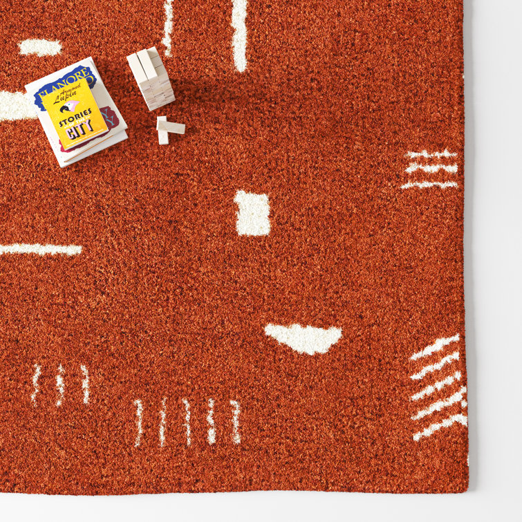 Carson Rustic Shag Rectangle Rug in Rust & Cream 5'3" x 7'