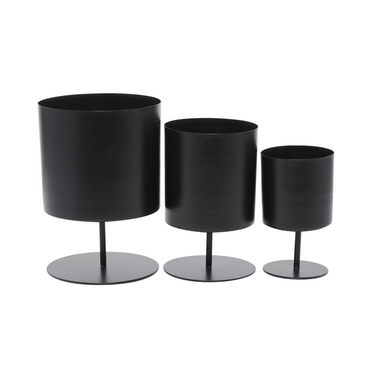 Black Metal Round Indoor Planter Set of 3