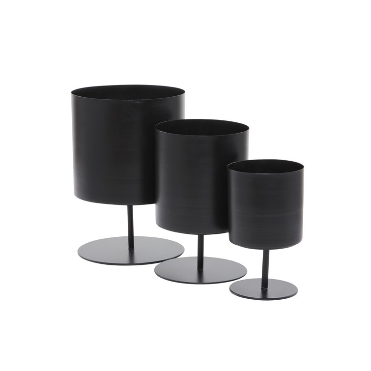 Black Metal Round Indoor Planter Set of 3