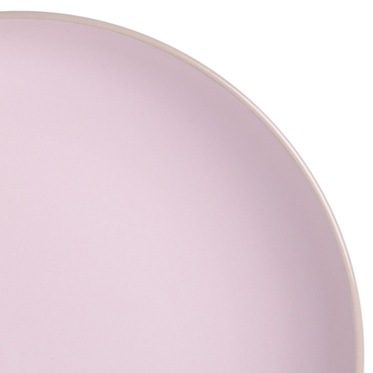 Pink and White Ceramic 12-Piece Dinnerware Set, Service for 4