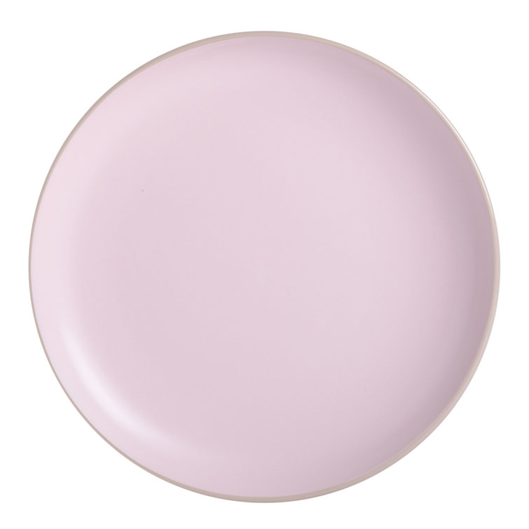 Pink and White Ceramic 12-Piece Dinnerware Set, Service for 4