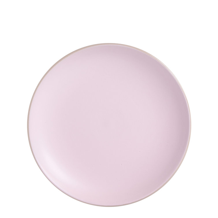 Pink and White Ceramic 12-Piece Dinnerware Set, Service for 4