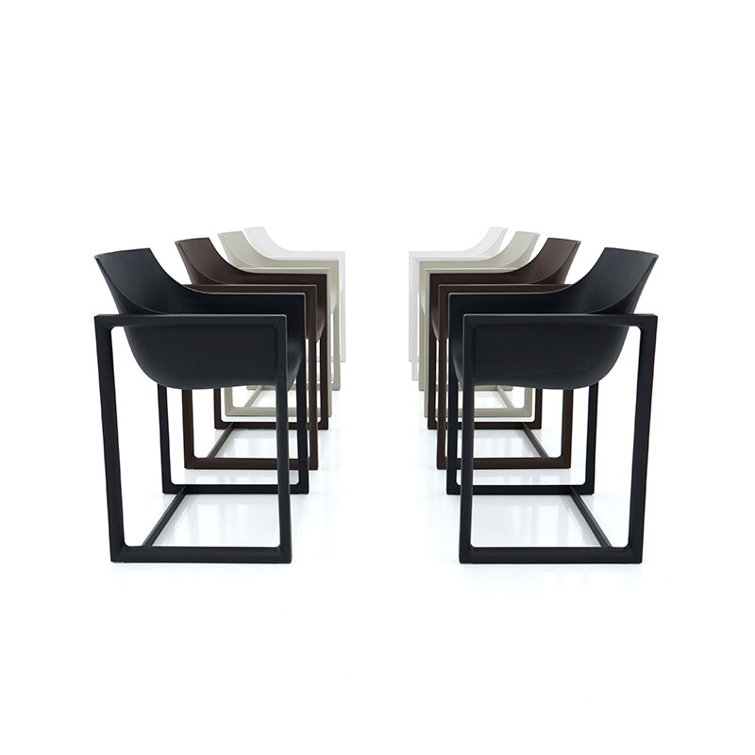 Bronze Polypropylene Outdoor Dining Armchair with Armrests