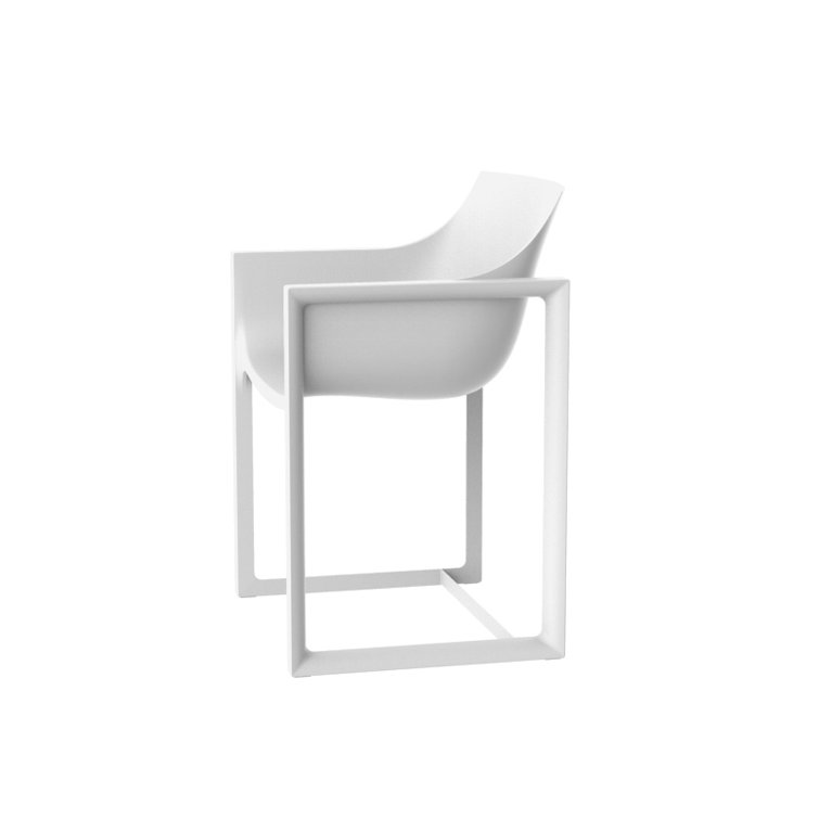 Wall Street Matte White Modern Outdoor Dining Armchair