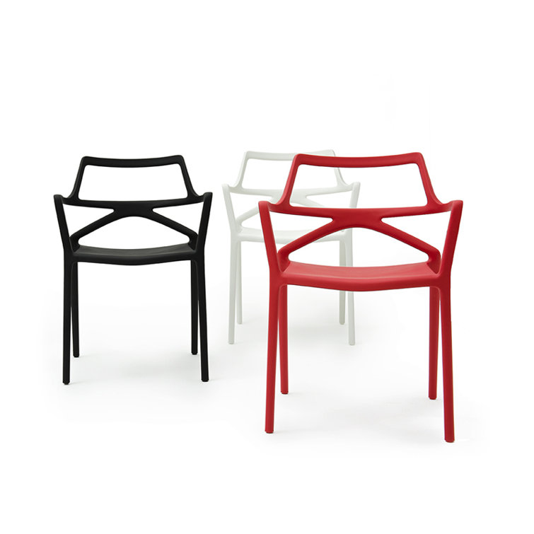 Red Matte Polypropylene Modern Dining Armchair