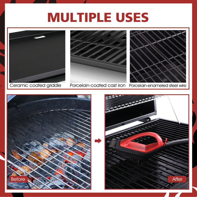 Royal Gourmet Red and Black Grill Cleaning Brush Set with Scraper