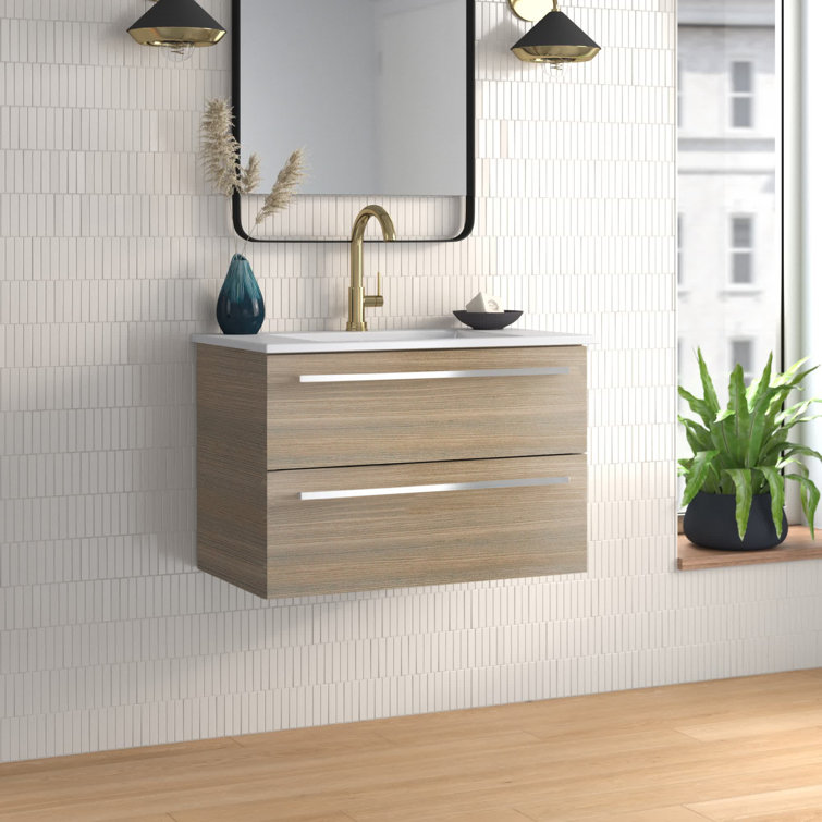 Aria 30" Single Sink Wall-Mount Bathroom Vanity with Cultured Marble Top