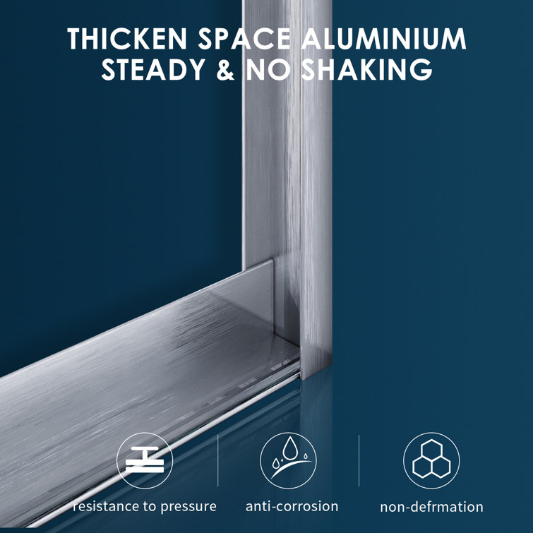48'' W x 76'' H Brushed Nickel Aluminum Framed Sliding Shower Door