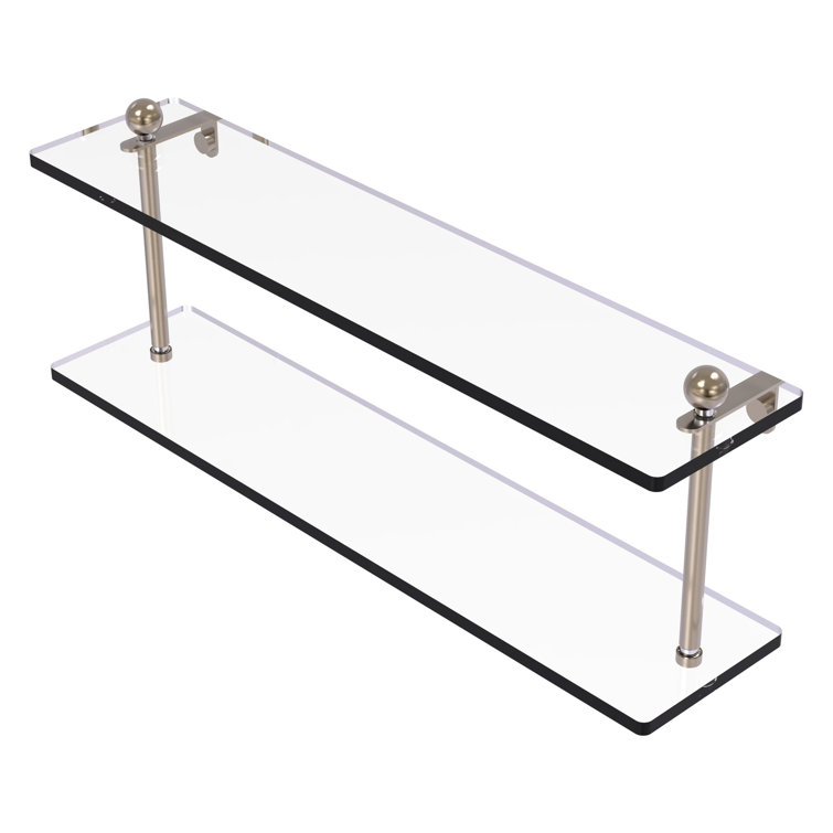 Antique Pewter 22" Two-Tier Glass Wall Shelf