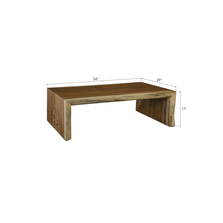 54" Brown Solid Wood Rectangular Coffee Table