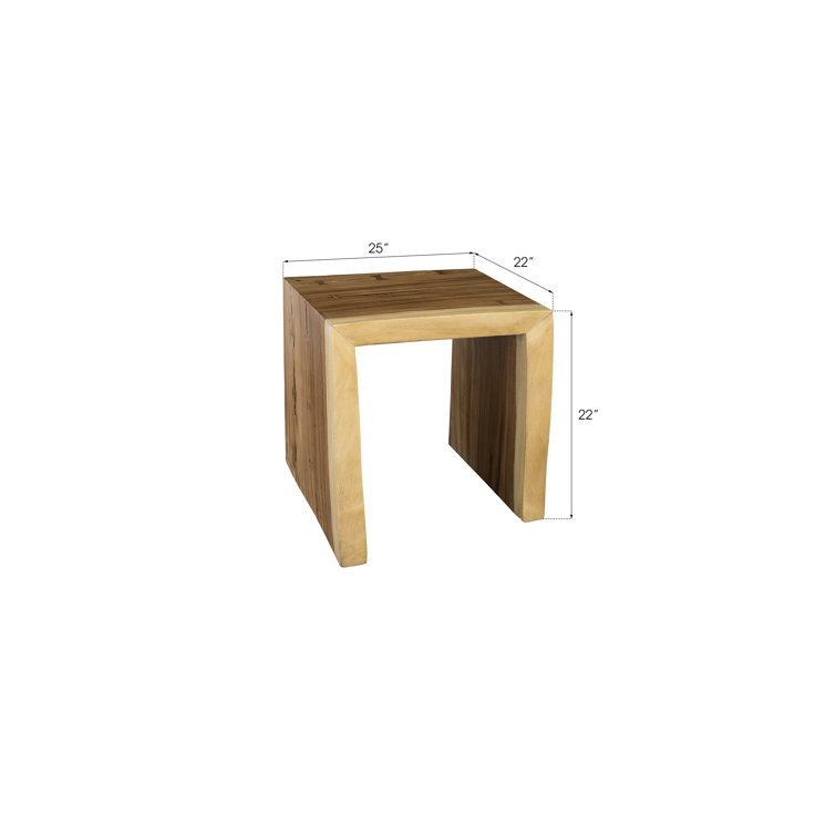 Contemporary Waterfall Solid Wood Rectangular End Table