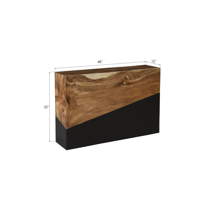 48" Black and Brown Acacia Wood Console Table