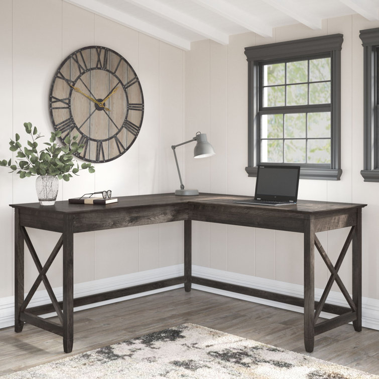Key West 60W Dark Gray Hickory L-Shaped Casual Desk
