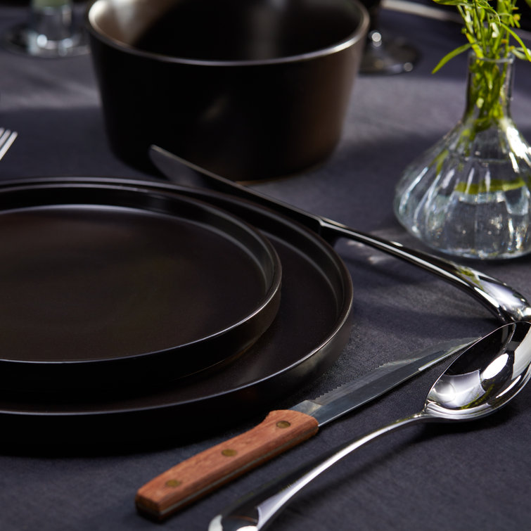 Matte Black Porcelain 16-Piece Outdoor Dinnerware Set